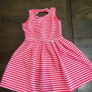 Pink and white striped girls dress